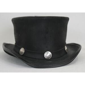 Vintage Voodoo El Dorado Handmade Black Leather Steam Punk Buffalo Nickel Hat S